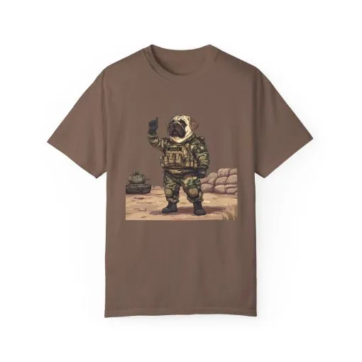 Military Pug Unisex Garment-Dyed T-Shirt - Funny Dog Graphic Tee for Pet Lovers - Image 11