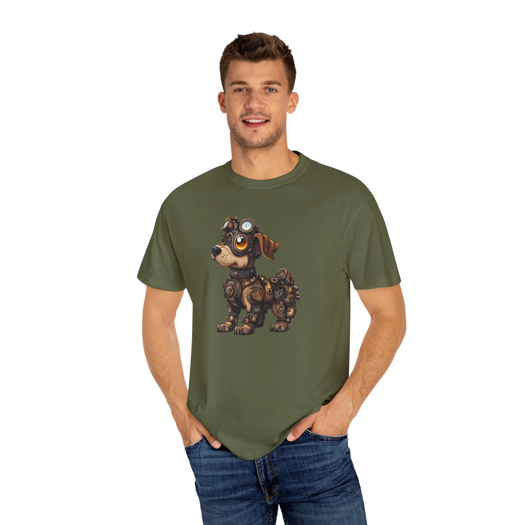 Steampunk Dog Unisex Garment-Dyed T-Shirt - Image 23
