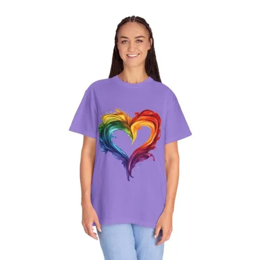 Pride Heart Unisex Garment-Dyed T-shirt - Colorful Rainbow Design for LGBTQ+ Celebration - Image 35