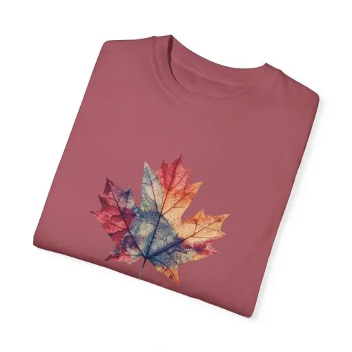Autumn Maple Leaf Unisex Garment-Dyed T-Shirt - Image 34