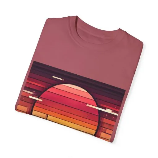 Retro Sunset Piano Unisex Garment-Dyed T-Shirt - Image 30