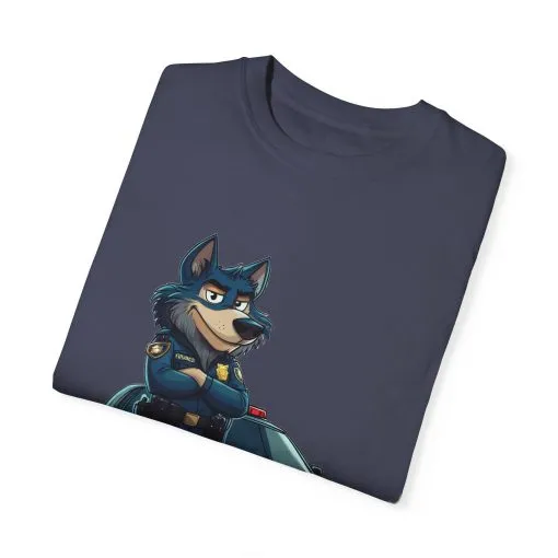 Cute Cartoon Police Dog T-Shirt - Unisex Garment-Dyed Tee - Image 38