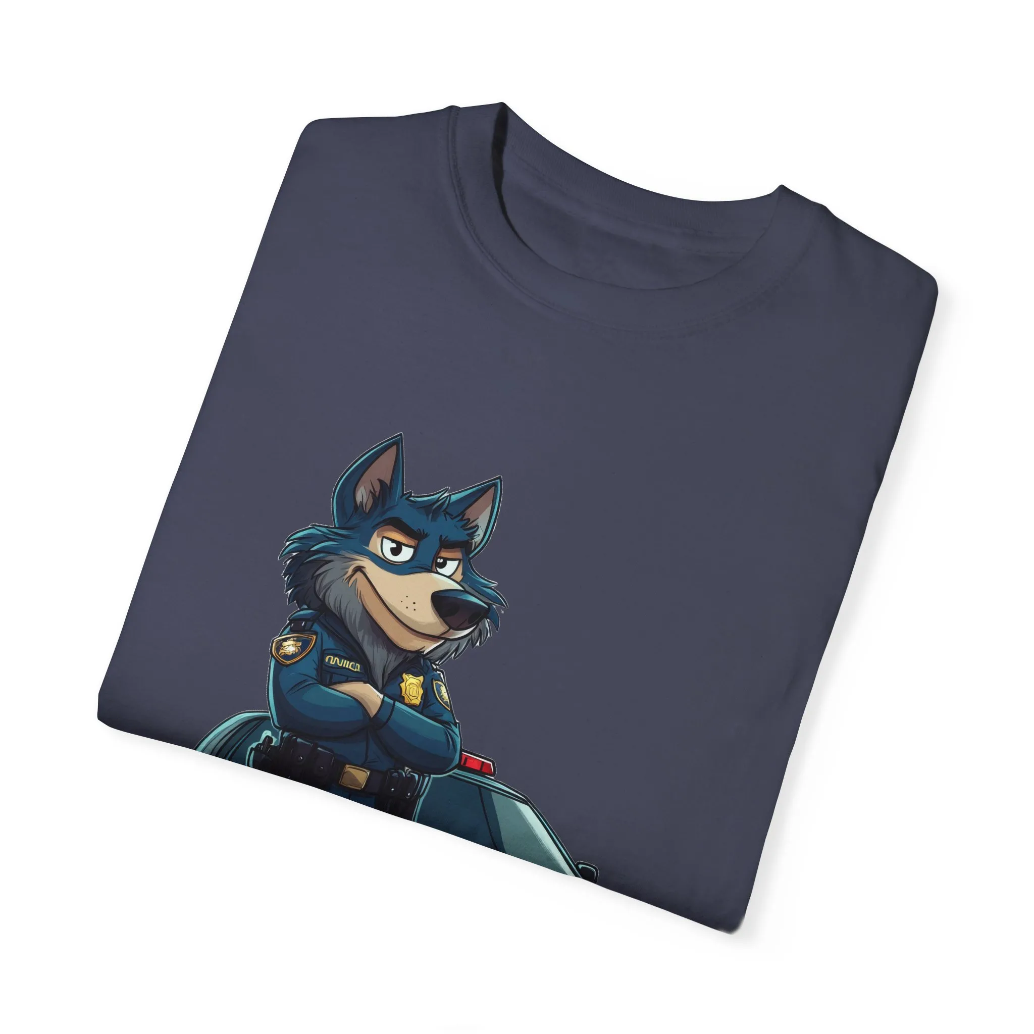 Cute Cartoon Police Dog T-Shirt - Unisex Garment-Dyed Tee - Image 38