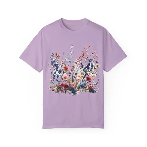 Floral Garden Unisex Garment-Dyed T-Shirt - Nature-Inspired Design - Image 29