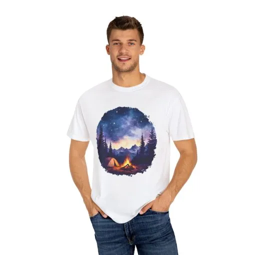Campfire Night Sky Unisex Garment-Dyed T-Shirt - Image 7