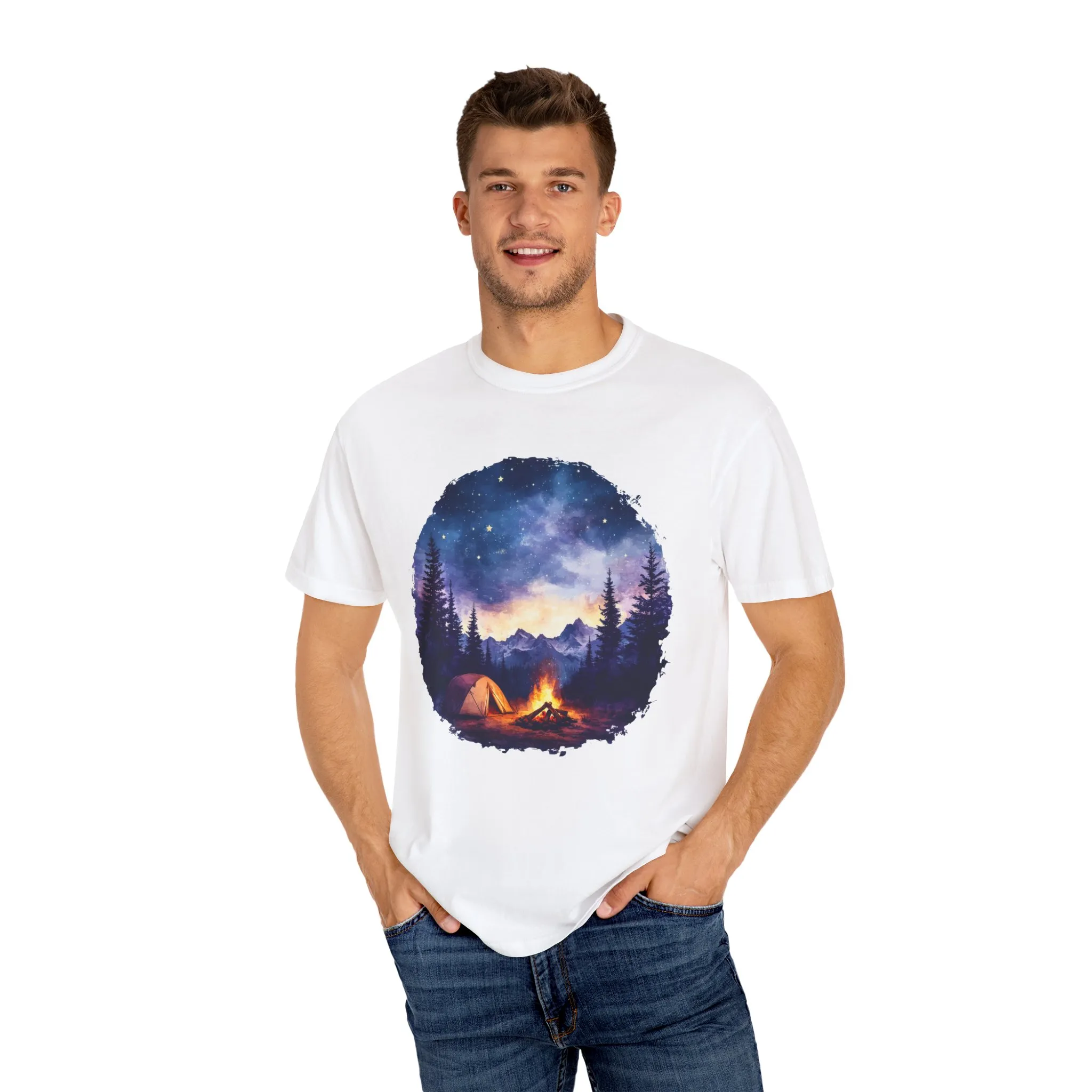 Campfire Night Sky Unisex Garment-Dyed T-Shirt - Image 7