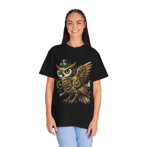 Steampunk Owl Unisex Garment-Dyed T-Shirt - Image 36