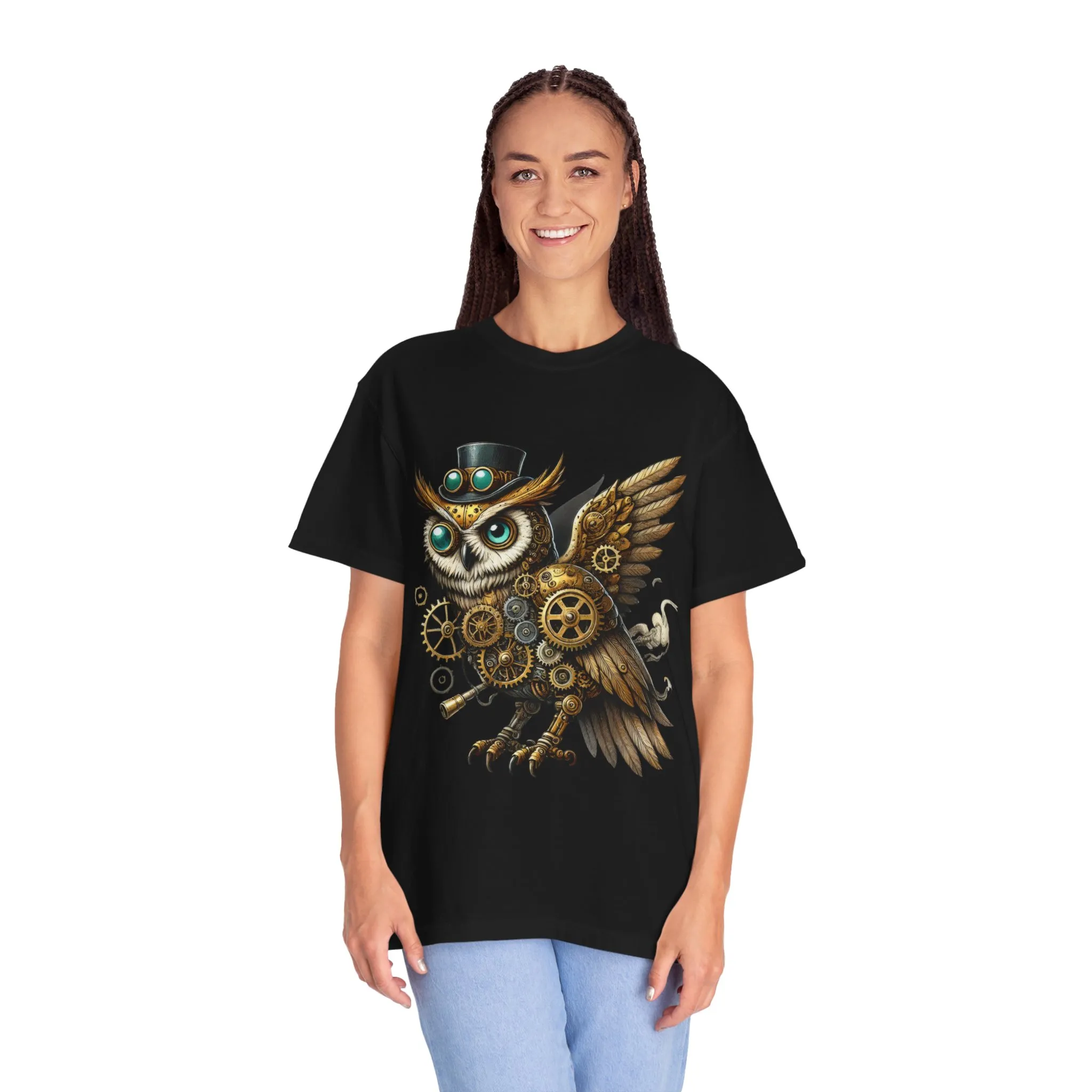 Steampunk Owl Unisex Garment-Dyed T-Shirt - Image 36