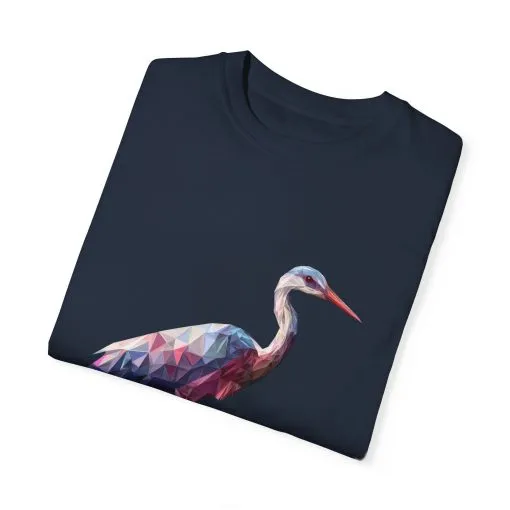 Geo Crane Unisex Garment-Dyed T-Shirt – Stylish Bird Graphic Tee for Nature Lovers - Image 47