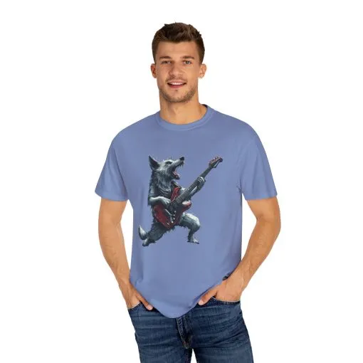 Rocking Wolf Unisex Garment-Dyed T-Shirt - Music Lover's Tee - Image 15