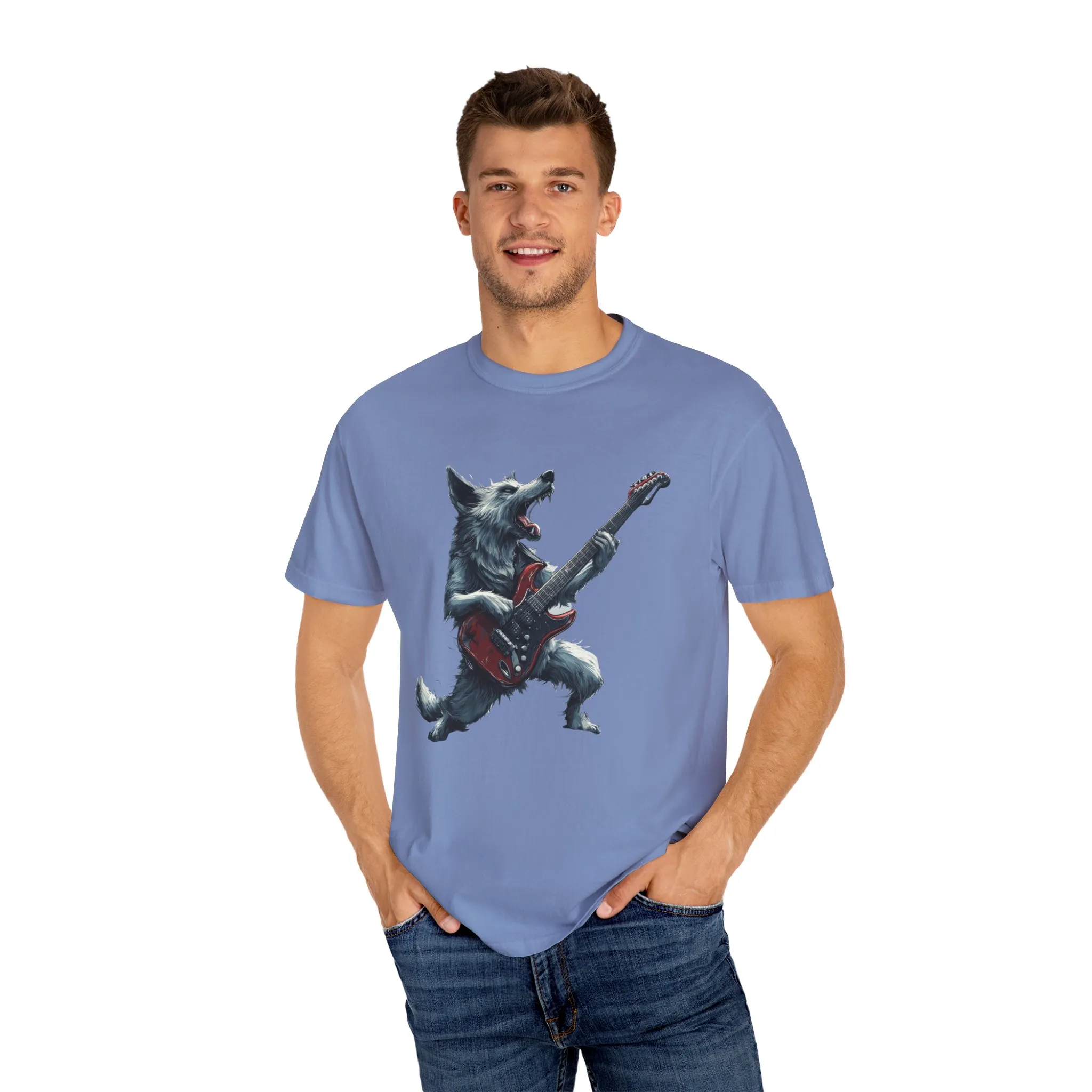 Rocking Wolf Unisex Garment-Dyed T-Shirt - Music Lover's Tee - Image 15
