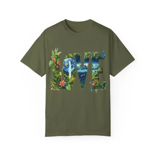 Garment-Dyed Love T-Shirt | Nature-Inspired Unisex Tee - Image 17