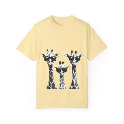 Cool Giraffe Sunglasses Unisex Garment-Dyed T-shirt - Image 9