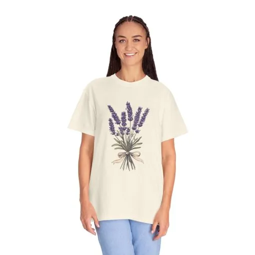 Lavender Bouquet Unisex Garment-Dyed T-Shirt - Nature-Inspired Tee for Relaxation and Everyday Comfort - Image 7