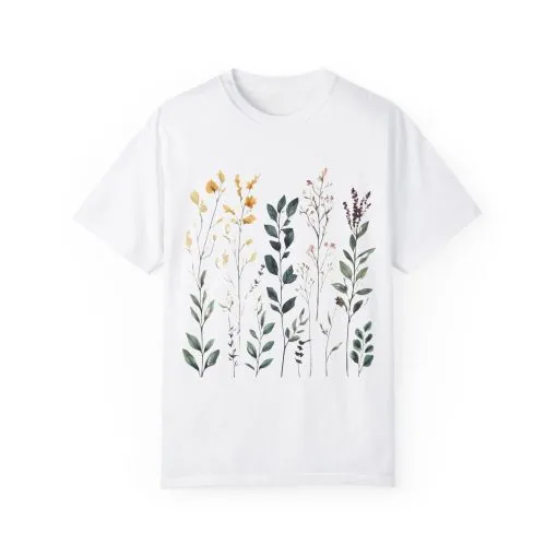 Floral Garden Unisex Garment-Dyed T-Shirt - Nature-Inspired Tee - Image 2