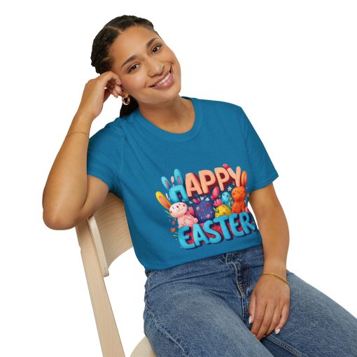 Happy Easter Unisex Softstyle T-Shirt - Fun Spring Bunny Design - Image 45