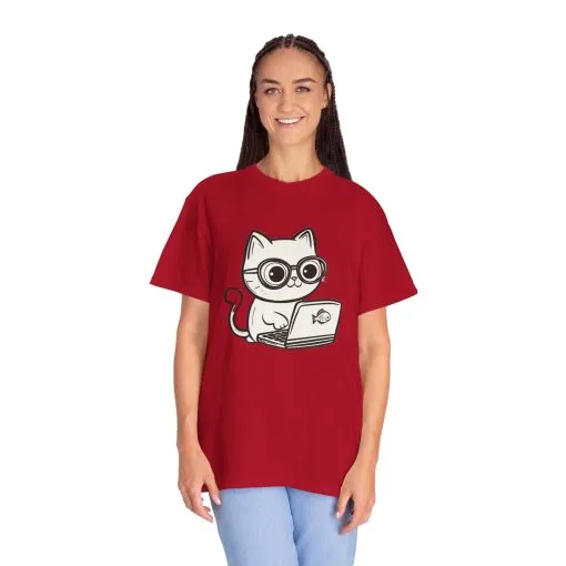 Cute Cat Gamer Unisex Garment-Dyed T-Shirt - Image 44