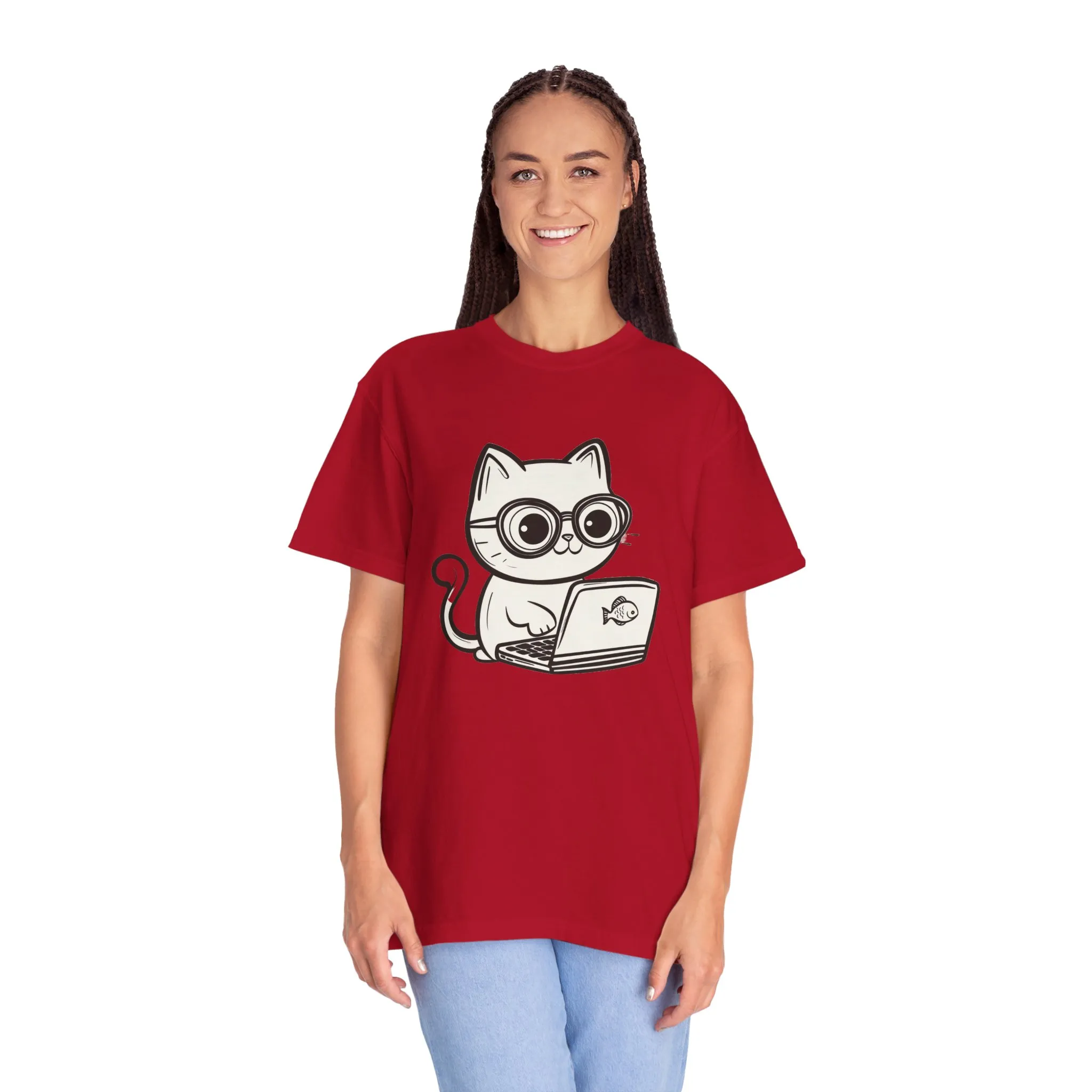 Cute Cat Gamer Unisex Garment-Dyed T-Shirt - Image 44