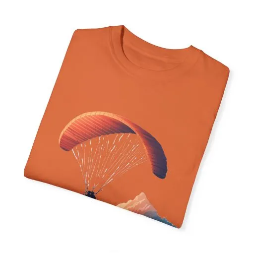 Adventure Awaits Unisex Garment-Dyed T-shirt - Paragliding and Mountain Design - Image 18