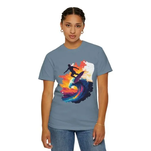 Surfing Sunset Unisex Garment-Dyed T-Shirt - Image 32