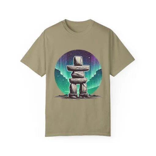 Northern Lights Stone Cairn Unisex Garment-Dyed T-Shirt - Image 13