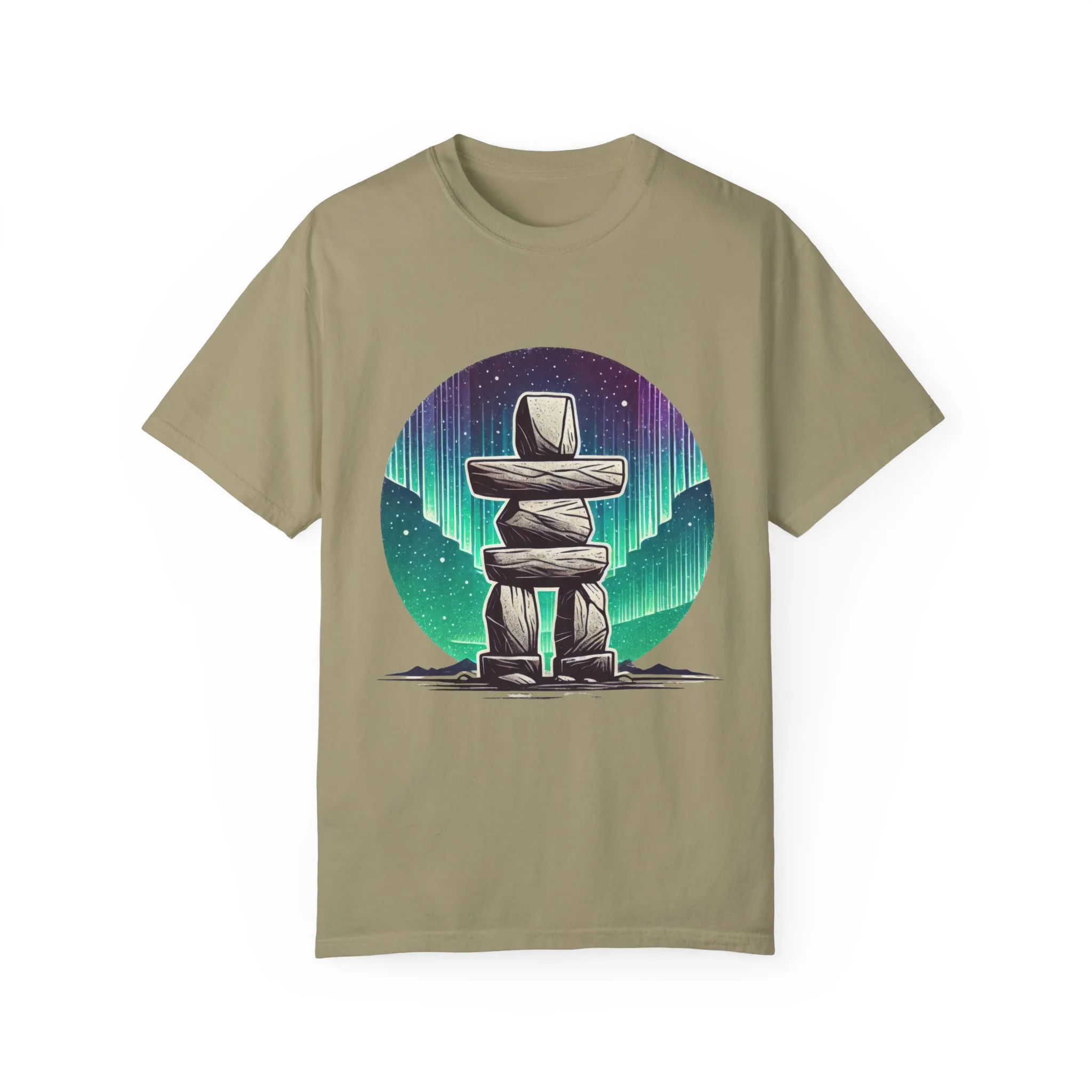 Northern Lights Stone Cairn Unisex Garment-Dyed T-Shirt - Image 13