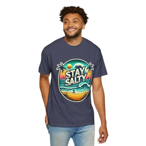 Stay Salty Unisex Garment-Dyed T-Shirt – Perfect for Beach Lovers & Summer Vibes - Image 40