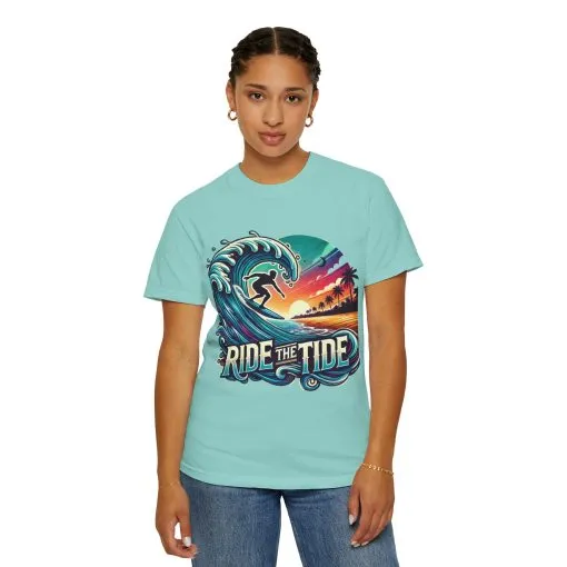 Ride the Tide Unisex Garment-Dyed T-shirt - Surfing Inspired Graphic Tee - Image 12