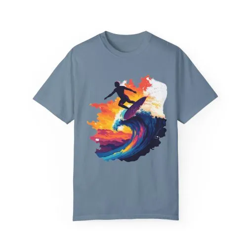 Surfing Sunset Unisex Garment-Dyed T-Shirt - Image 29