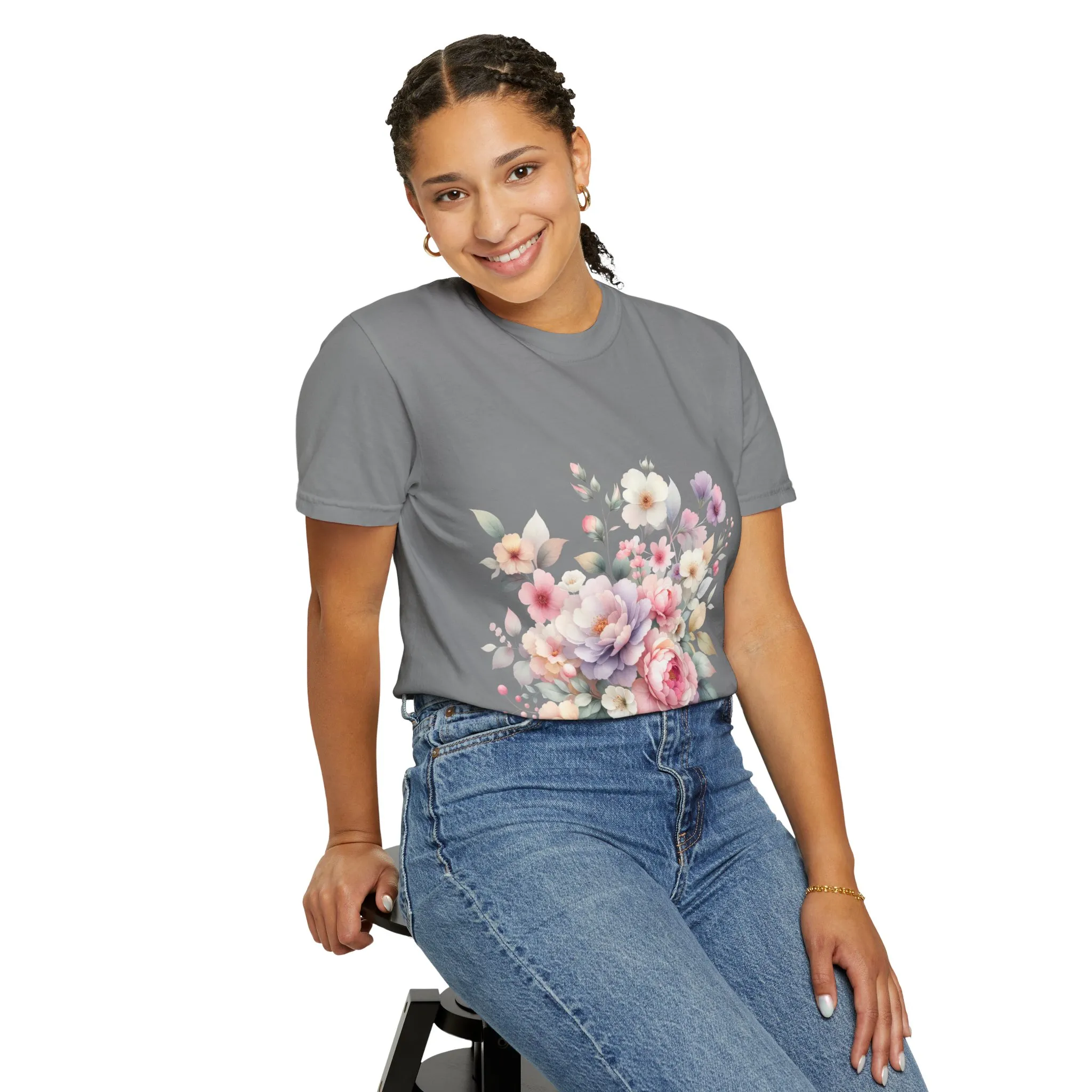 Floral Bliss Women's Garment-Dyed T-Shirt – Perfect for Spring Celebrations and Everyday Wear - Image 28