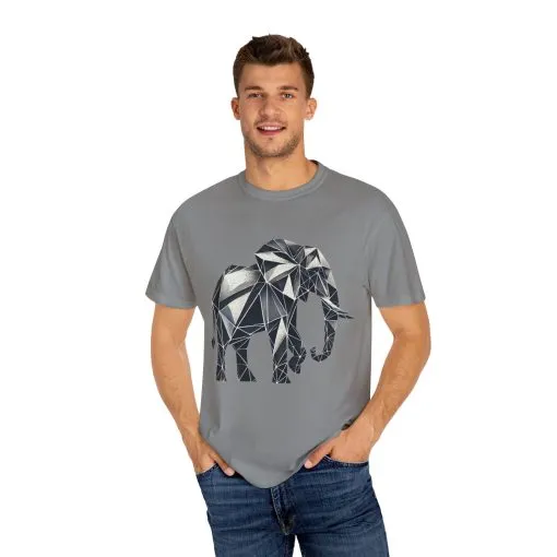 Geometric Elephant Unisex Garment-Dyed T-Shirt - Image 15