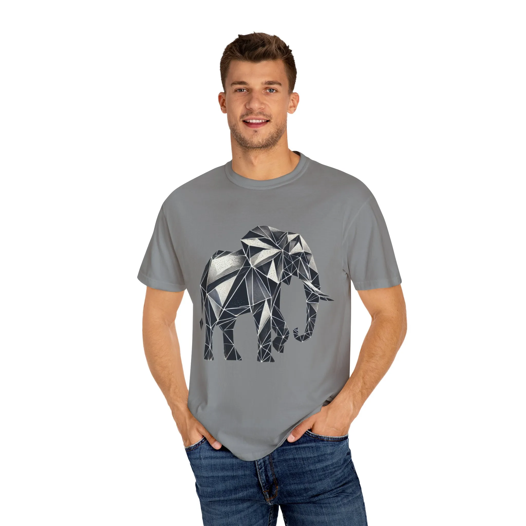 Geometric Elephant Unisex Garment-Dyed T-Shirt - Image 15
