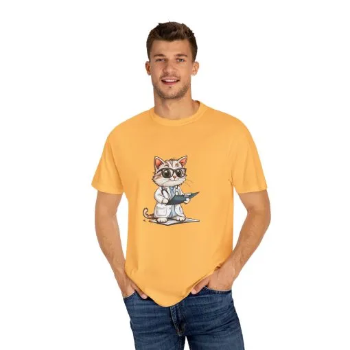 Funny Cat Doctor Unisex Garment-Dyed T-Shirt - Image 25