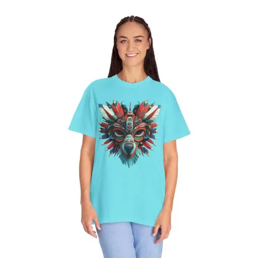 Vibrant Tribal Mask Unisex Garment-Dyed T-Shirt | Unique Festival Fashion - Image 24