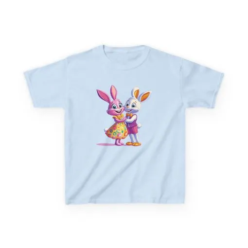 Cute Bunny Love Kids Heavy Cotton Tee - Adorable Cartoon Design for Spring Celebrations - Image 13