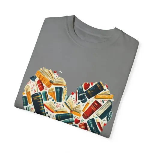 Book Lover's Heart Unisex Garment-Dyed T-Shirt - Image 14