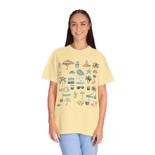 Beach Vibes Unisex Garment-Dyed T-Shirt | Summer Fun Graphic Tee - Image 11