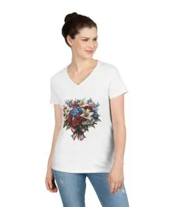 Floral Bouquet Ladies' V-Neck T-Shirt - Perfect for Spring Celebrations