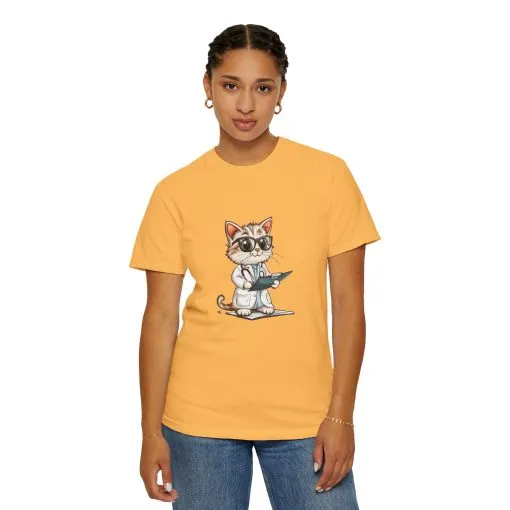 Funny Cat Doctor Unisex Garment-Dyed T-Shirt - Image 26