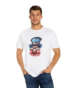 Patriotic Cat Unisex Garment-Dyed T-Shirt – Festive 4th of July Vibe