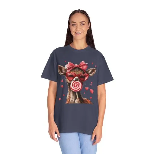 Cute Valentine’s Day Deer T-Shirt - Garment-Dyed Unisex Tee with Heart Design - Image 36