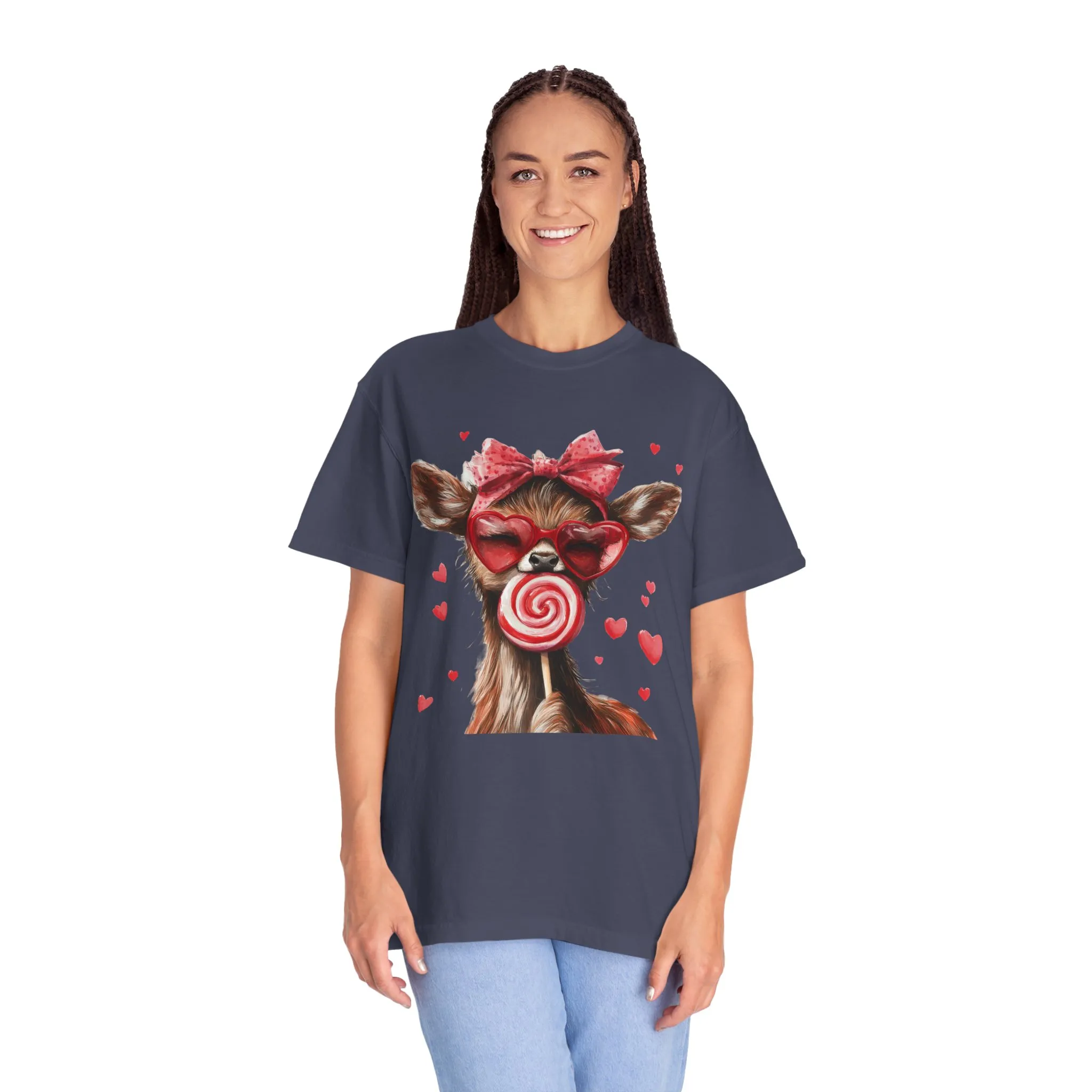 Cute Valentine’s Day Deer T-Shirt - Garment-Dyed Unisex Tee with Heart Design - Image 36