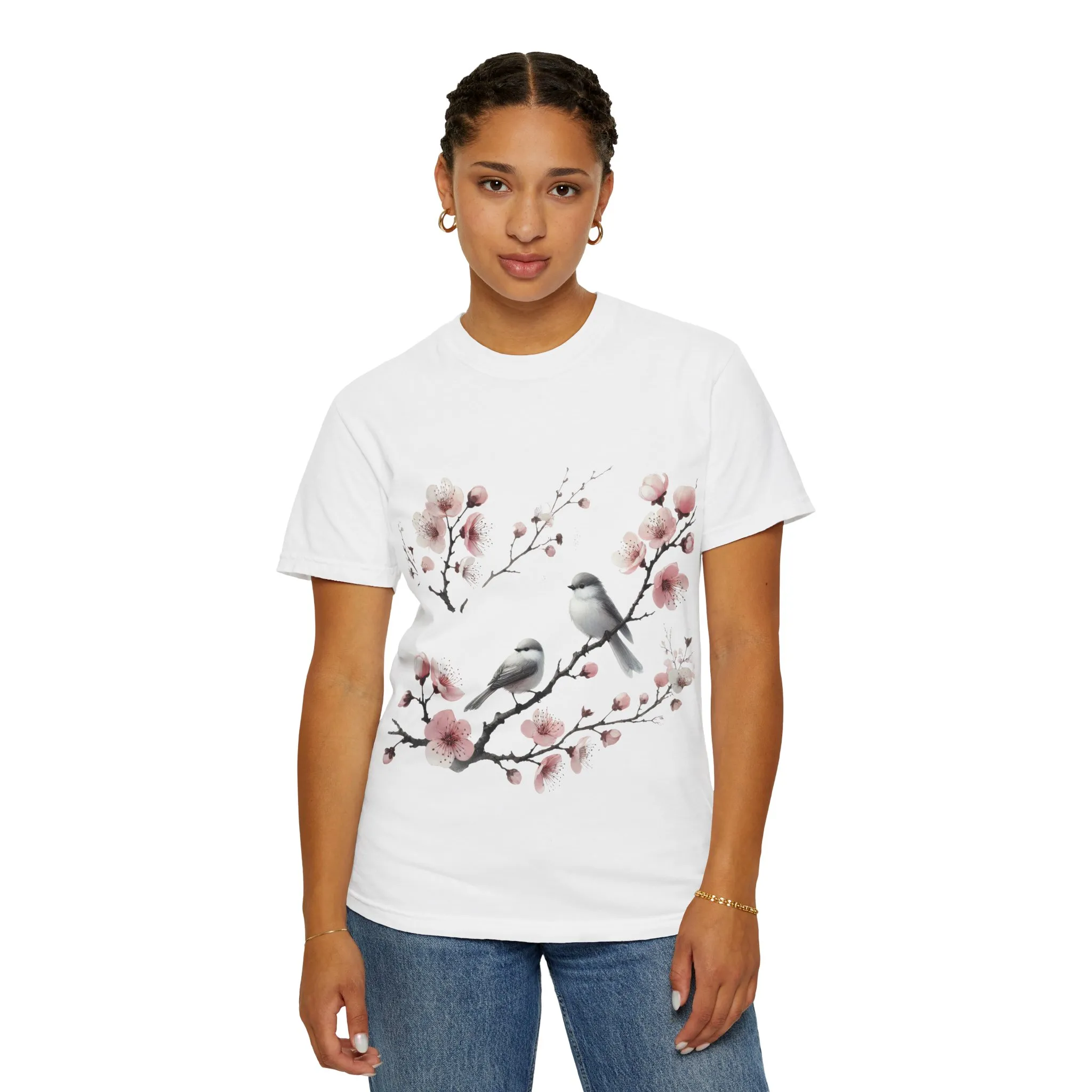 Spring Blossom Unisex T-Shirt - Floral Bird Design