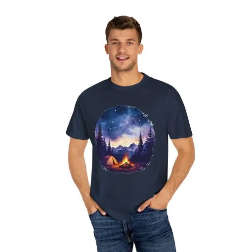 Campfire Night Sky Unisex Garment-Dyed T-Shirt - Image 31
