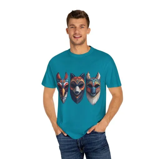 Tribal Mask Unisex Garment-Dyed T-Shirt | Artistic & Colorful Graphic Tee - Image 23