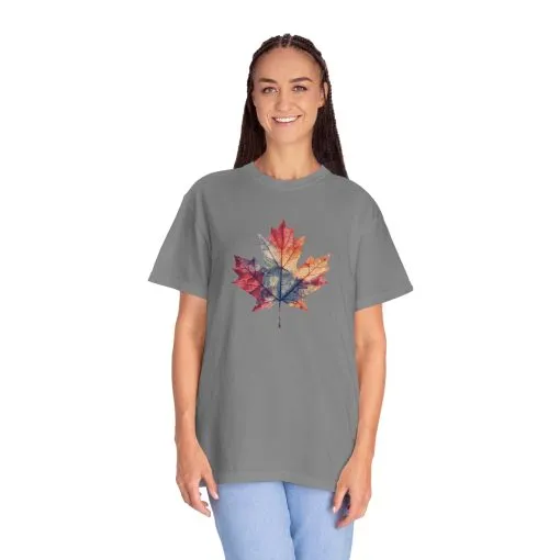 Autumn Maple Leaf Unisex Garment-Dyed T-Shirt - Image 20