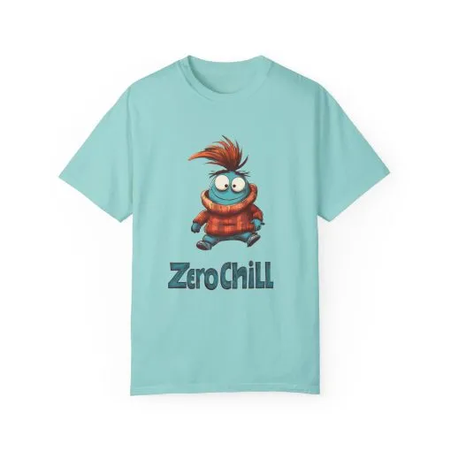 Unisex Garment-Dyed T-Shirt - 'Zero Chill' Fun Character Design - Image 9