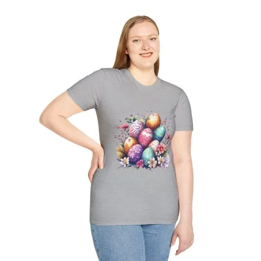 Easter Egg Floral Unisex Softstyle T-Shirt - Vibrant Spring Design - Image 19