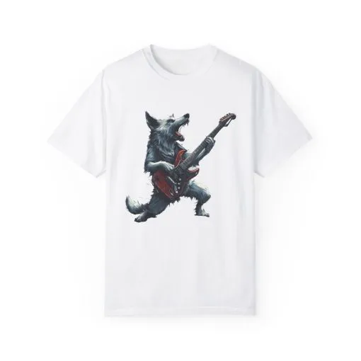 Rocking Wolf Unisex Garment-Dyed T-Shirt - Music Lover's Tee - Image 5