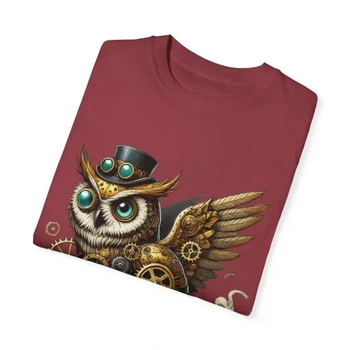 Steampunk Owl Unisex Garment-Dyed T-Shirt - Image 42